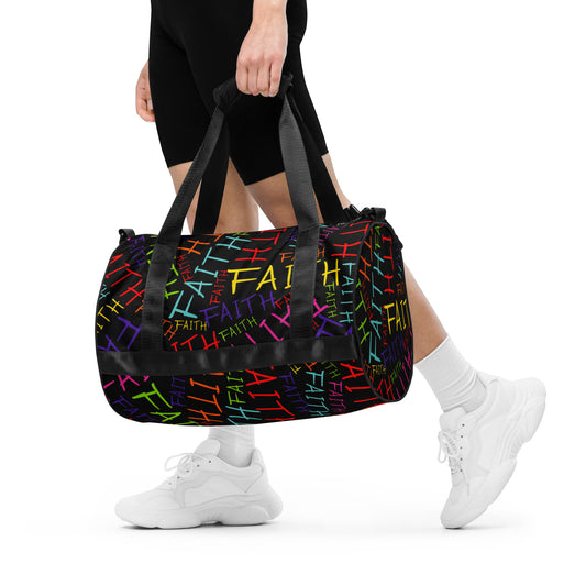 Faith-full All-over print gym bag (smaller than duffle) Blk