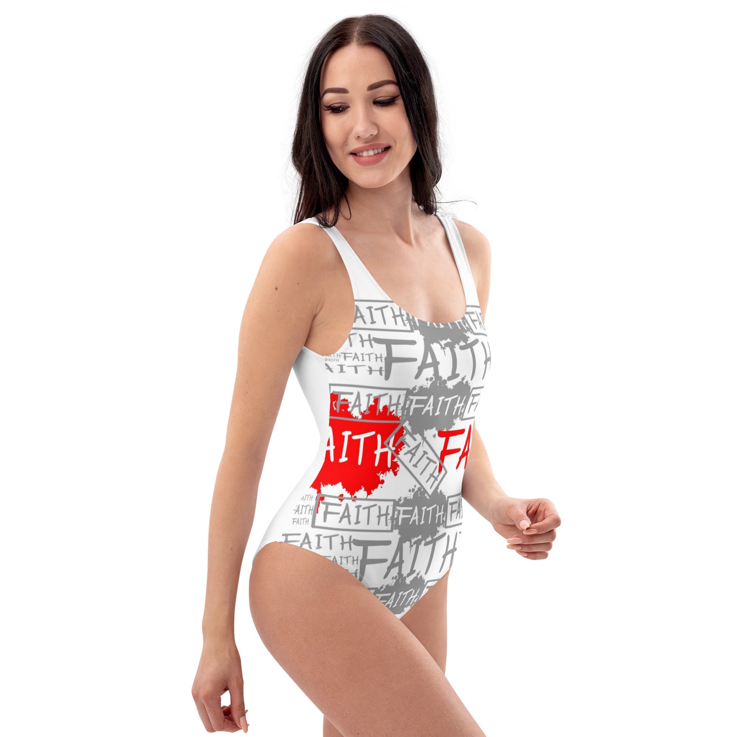 FAITH GREY/RED One-Piece Swimsuit