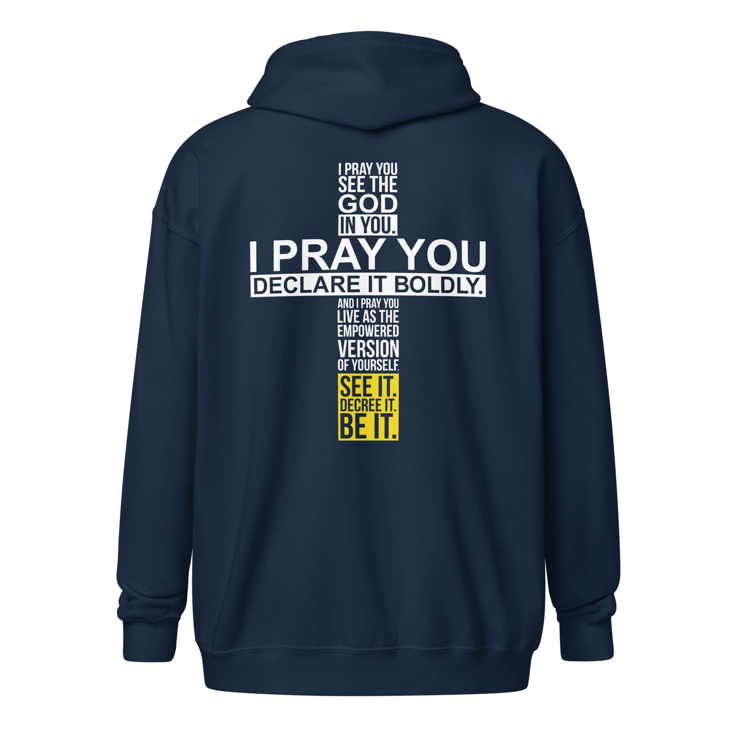 Unisex Cross Hoodie (on back) with front zipper