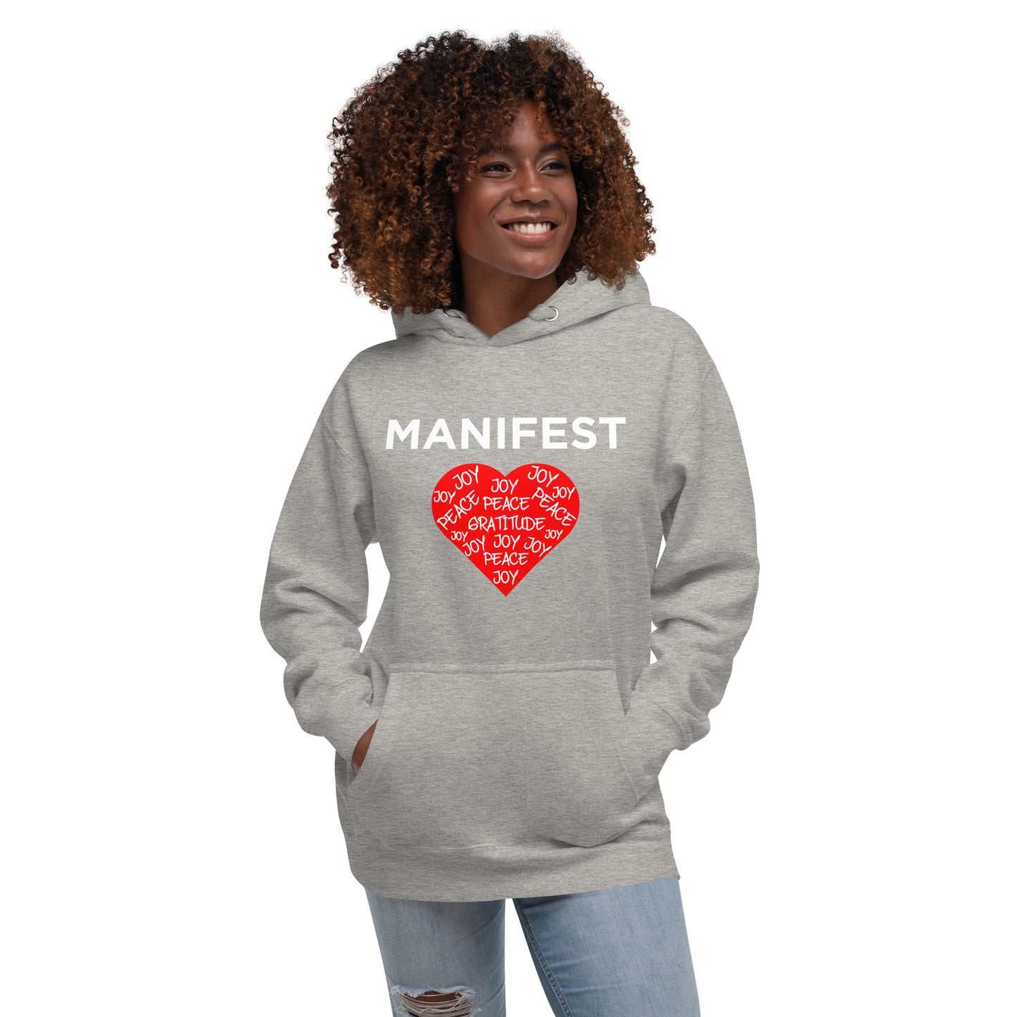 Unisex GRAY MANIFEST JOY PEACE GRATITUDE Hoodie