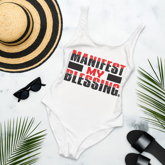 MANIFEST MY BLESSING RED/BLK One-Piece Swimsuit