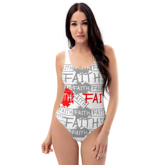 FAITH GREY/RED One-Piece Swimsuit