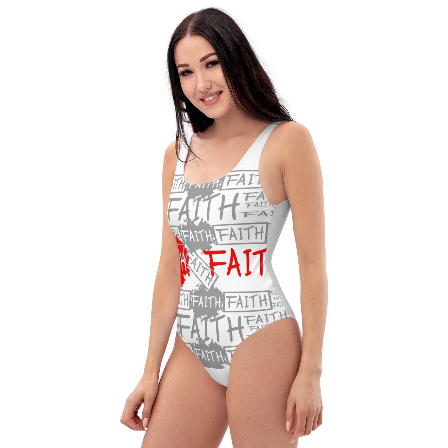FAITH GREY/RED One-Piece Swimsuit