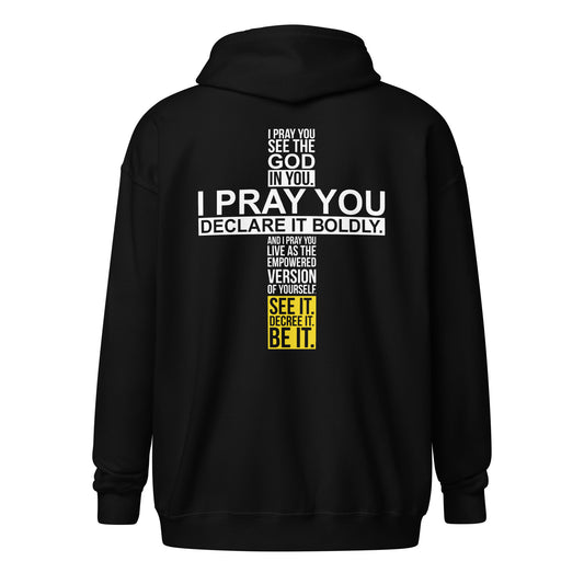 Unisex Cross Hoodie (on back) with front zipper